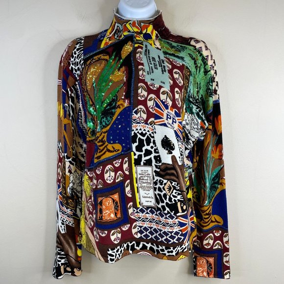 Alberto Makali Sweaters - Alberto Makali Womens WEARABLE ART Sweater Sz XL SEQUIN Pullover Long Sleeve